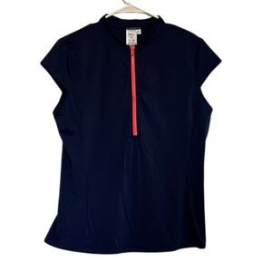 Boden Swim Tilos Navy Blue Short Sleeve Rash Guard Size Large 14 Vacation Beach